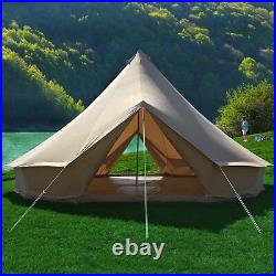 4Season Double Door 4M Bell Tent Waterproof Glamping Canvas Tent Yurt Stove Jack