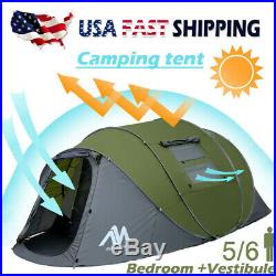 4-6 Person Outdoor Large Camping Tent Pop up Sunshade Shelter Waterproof Hiking