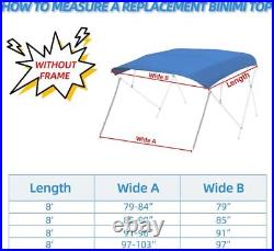 4 Bow Bimini Top Replacement Cover, Zipper Sleeves Boat Awning (without Frame)