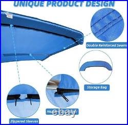 4 Bow Bimini Top Replacement Cover, Zipper Sleeves Boat Awning (without Frame)