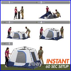 4-Person Instant Cabin Tent with LED Lighted Hub, Family, Camping Outdoor New