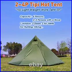 4 Persons 5lb Lightweight Tipi Hot Tents with Stove Jack, 7'3 Standing Room, Te