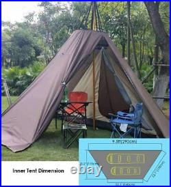 4-Season 2 Doors Lightweight Camping Teepee Tent with Stove Jack Half Inner Tent