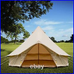 4-Season Bell Tent 3/4/5/6M Waterproof Cotton Canvas Glamping Camping Beach US