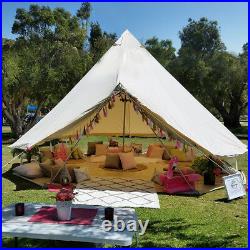 4-Season Bell Tent 3/4/5/6/7M Waterproof Cotton Canvas Glamping Camping Beach US