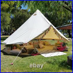 4-Season Bell Tent 3/4/5/6/7M Waterproof Cotton Canvas Glamping Camping Beach US