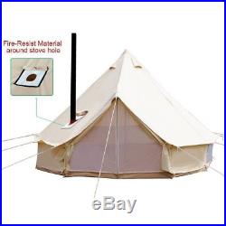 4-Season Waterproof Cotton Canvas Large Family Camp Bell Tent Hunting Wall Tents