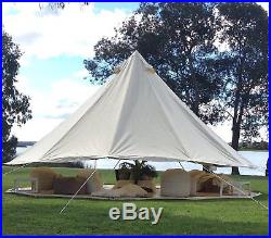 4-Season Waterproof Cotton Canvas Large Family Camp Bell Tent Hunting Wall Tents