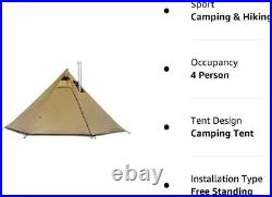 4 man 5 lb. Lightweight tent with stove jack, 7'3 standing room
