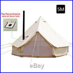 5M Bell Tent Camping Canvas Tent Beach Yurt British Safari Waterproof Stove Jack