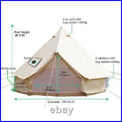 5M Bell Tent Outdoor Family Yurt Glamping Camping Teepee Renaissance Stove Jack