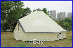 5M Bell Tent Zipped-in-Ground sheet Tent Family 10 Person Camping Tent Beige