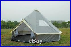 5M Bell Tent Zipped-in-Ground sheet Tent Family 10 Person Camping Tent grey