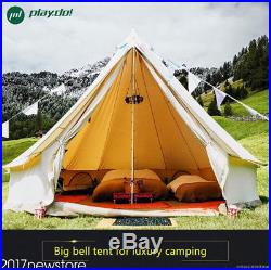 5M Canvas Bell Tent Camping Tent Family Teepee Tipi Waterproof Cotton+Stove Jack