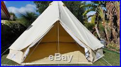 5M Canvas Bell Tent Camping Tent Family Teepee Tipi Waterproof Cotton+Stove Jack