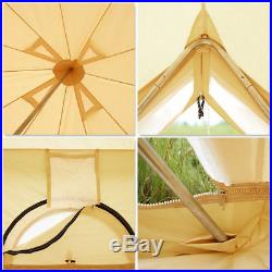 5M Canvas Bell Tent Glamping Camping Waterproof Family Tent Teepee Stove Jack