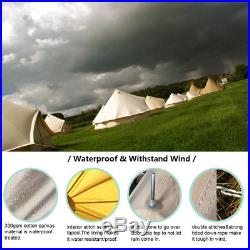 5M Canvas Bell Tent Waterproof Teepe Glamping 5+ Type Yurt Tent with Stove Jack