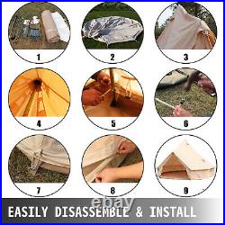5M Double Door Large Cotton Canvas Bell Tent Glamping Yurt Camping Tent
