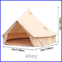 5M Double Door Large Cotton Canvas Bell Tent Glamping Yurt Camping Tent
