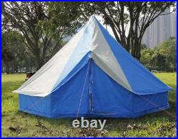 5m Camping Bell Tent ZIG 400-Ultimate Blue stripes water proof & Carry case New