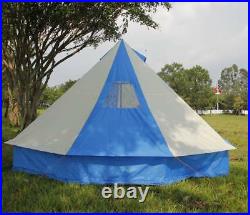 5m Camping Bell Tent ZIG 400-Ultimate Blue stripes water proof & Carry case New