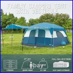 6 8 10 Person Family Camping Tent with Porch, Big Family Camping Tent
