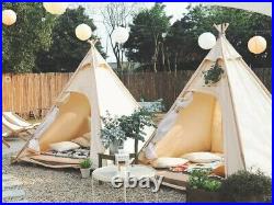 7'x7'x6.5'Outdoor Cotton Canvas 2-3 Person 3 Seasons Pyramid Tent for Family