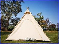 7'x7'x6.5'Outdoor Cotton Canvas 2-3 Person 3 Seasons Pyramid Tent for Family