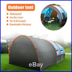 8-10 Person Family Camping Tunnel Tent Waterproof Shelter Hiking Travel Shelter