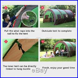 8-10 Person Family Camping Tunnel Tent Waterproof Shelter Hiking Travel Shelter