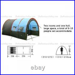 8-10 Person Large Outdoor Double Layer Tent Tunnel Camping Travel Tent Family