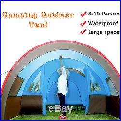 8-10 Person Waterproof Tunnel Camping Outdoor Tent Party Family Travel Hiking