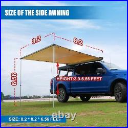 8.28.2ft Retractabl Car Side Awning Pull Out Roof Tent Sun Outdoor withLED Lights