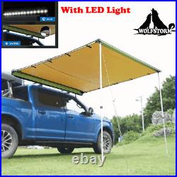 8.2x8.2ft Car Side Awning Rooftop Tent Sun Shade SUV Awning Outdoor Camping+LED