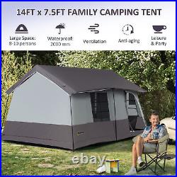 8-Person Camping Family Tent with Rain Cover Mesh Roof Large Floorspace Outdoor