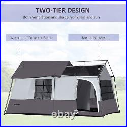 8-Person Camping Family Tent with Rain Cover Mesh Roof Large Floorspace Outdoor