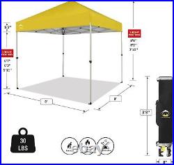 8x8 Pop Up Canopy Beach Tent with One Push Setup Easy Outdoor Sun Shade. A