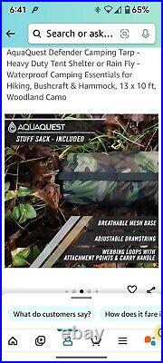 AQUAQUEST Defender 13x10 Camping Tarp Waterproof, Olive Drab, Outdoors