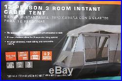BRAND NEW Ozark Trail 12 Person 3 Room L-Shaped Instant Cabin Tent NEW