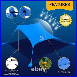 Beach Pop Up Tent Canopy 6.6Ft/10Ft UPF 50+ with Carry Bag Sand Shovel