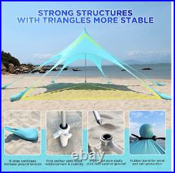 Beach Tent Canopy Sun Shade UPF50+, Easy Pop Up Anti-Wind Sun Shelter with Stable