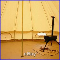 Beige Bell Tent 4M Waterproof Canvas Square Front Awning Camping Beach Tent Yurt