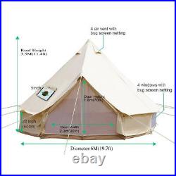 Bell Tent 4-Season 3m4m5m6m7m Sibley Tent Waterproof Cotton Canvas Glamping Yurt