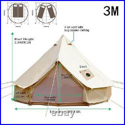 Bell Tent 4-Season Sun Canopy Sibley Tent Waterproof Cotton Canvas Glamping Yurt