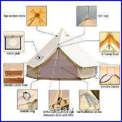 Bell Tent 5M Cotton Canvas Camping Tent Yurt Glamping Waterproof Wedding Outdoor