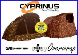 Brand New Cyprinus CAMO4 Compact 1 Man Camo Carp Fishing Bivvy & Over Wrap COMBO