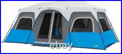 CORE 12 Person Instant Cabin Tent with LED Lights Lighted Pop Up Camping Te