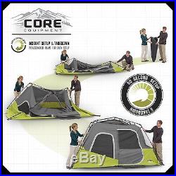 CORE Equipment 6 Person Instant Pop Up 11' x 9' Cabin Camping Tent Green/Grey