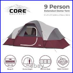 CORE Equipment 9 Person Extended Dome Tent, 16' x 9', PN 40004 BNIB SEALED