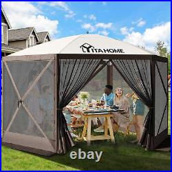 Camping Gazebo Pop-up Camping Canopy Shelter 6 Sided Sun Shade Portable 11.5 ft